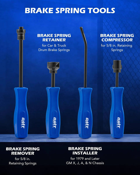 Brake spring tools including remover, retainer, installer, and compressor for 10pc Drum Brake Tool Kit.