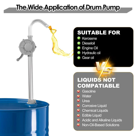 MEKOTRIN 55 Gallon Drum Pump, 7GPM all aluminum hand oil pump, fits 15 to 55 gal drums, suitable for kerosene and diesel fuel