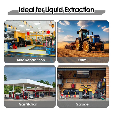 MEKOTRIN 55 Gallon Drum Pump, 7GPM All Aluminum Hand Oil Pump, shown in auto repair shop, farm, gas station, garage settings