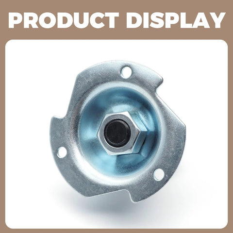Close-up view of dryer drum support shaft and bearing from the replacement kit for GE Kenmore Hotpoint dryers, metal finish.