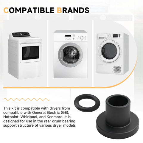 Rear Drum Bearing Sleeve And Retainer O Ring Kit For GE Hotpoint Whirlpool Kenmore Dryers DIY Friendly And Easy To Install