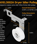 4561EL3002A Dryer Idler Pulley with dimensions and replacement models displayed, part of Dryer Roller Repair Kit For LG Kenmore Dryers