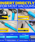 Clear lint and debris from your dryer's vent with a 2-piece cleaning kit featuring a flexible vacuum attachment.