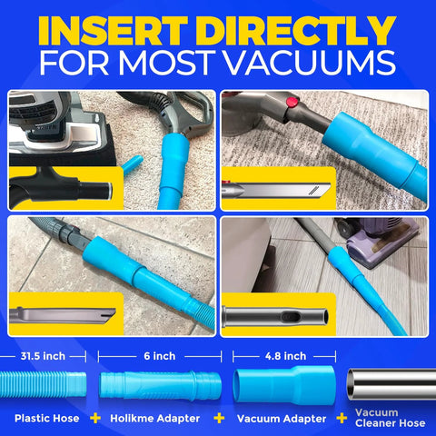Clear lint and debris from your dryer's vent with a 2-piece cleaning kit featuring a flexible vacuum attachment.