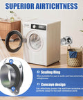 Magnetic Dryer Vent Coupling Kit With Airtight Seal Quick Connect And Disconnect Includes 4 Inch By 3.3 Foot Duct And Two Clamps Easy To Clean And Install Connector For Dryer Venting shown installed with a washer.