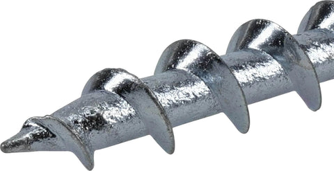 Close-up of metal screw from Drywall Anchors White 75 Pack with 1 1/2 Inch Pan Head Screws, Holds 50 lbs in Drywall and 200 lbs in Concrete