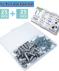 Self Drilling Drywall Anchor Kit With Screws For Drywall Plaster And Sheetrock, 25 Zinc Wall Anchors And 25 Phillips Screws In A Plastic Case