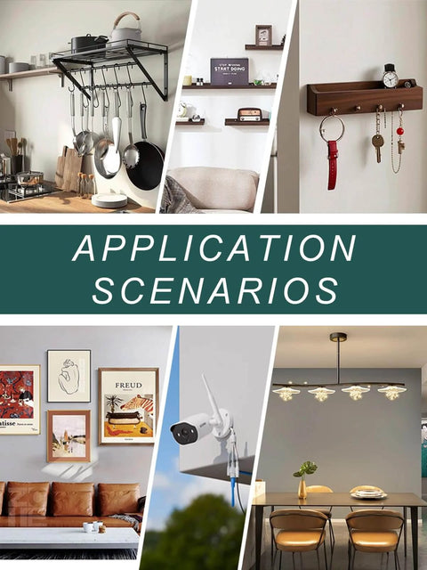 Various wall-mounted items using 100 pcs self drilling drywall anchors and screws kit with 50 sheetrock anchors and 50 zinc expansion screws.