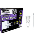 Box and single samples of Self-Drilling Drywall Anchor For Hollow Walls And Ceilings, Glass-Filled Nylon with screw, 50 pack