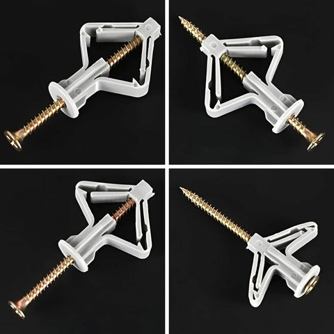 Heavy Duty Drywall Anchor Kit With Screws For Hollow Walls And Plasterboard, Self Drilling Butterfly Expansion Plugs in four angles