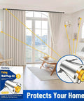 Living room with Kenbry fixing wall plugs kit illustration, showing curtain installation solution for secure fit.