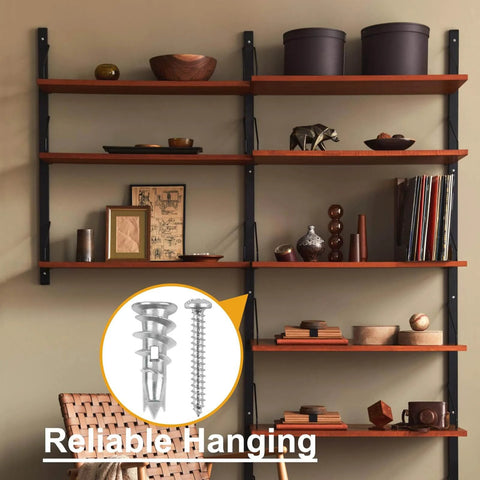 Wall shelf with 116 pcs self drilling drywall anchors and screws kit, including zinc alloy anchors and #6 x 1-1/4 inch screws.