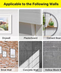 Image showing wall types: drywall, plasterboard, cement board, brick wall, concrete wall, hollow block wall for 140pcs Drywall Anchors and Screws Kit