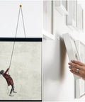 Wall Anchors Kit for Hanging Wall Art Decor, securing a framed picture on a wall, includes drywall anchors and screws, close-up view.