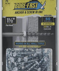Drywall Anchors White 75 Pack with 1 1/2 Inch Pan Head Screws, Holds 50 lbs in Drywall and 200 lbs in Concrete packaging