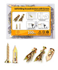 160 pcs drywall self drilling anchors and screws kit with 80 sheetrock anchors and 80 screws sized 0.47x1.18 inch made from carbon steel