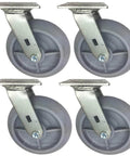 Set of four Drywall Dolly Replacement TPR Wheel Casters - 2,400 Lbs Capacity, 8 inch diameter, 2 inch tread, swivel design.