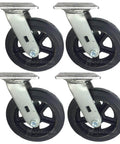 Drywall Dolly Replacement Rubber Wheel Casters - 2,400 Lbs Capacity, 4-pack of 8x2 inch rubber wheels with mounting plates