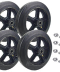 Drywall & Sheetrock Dolly Rubber Wheels with Axles Set of 4, 8-inch diameter, black rubber with included axles and nuts