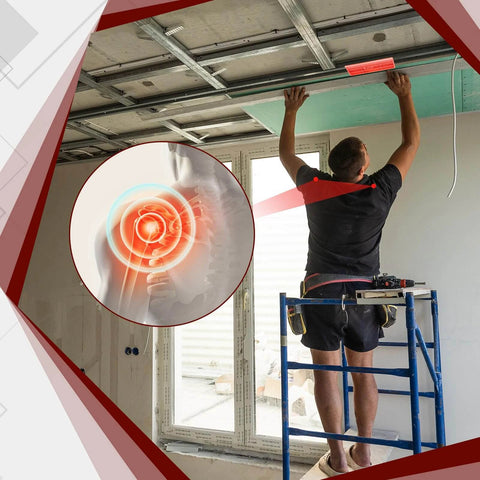 Worker using ✝️ 10 Pcs Drywall Fitting Tool Supports the Board in Place While Installing Drywall Holder for Simple Operation on ceiling