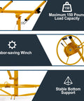 Features of ✝️ 11 ft Drywall Lift,Drywall Rolling Lifter Panel,150 LBS Heavy Duty Sheetrock Lift including labor-saving winch and stable support