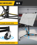 ✝️ Drywall Lift 16FT, 150lb Capacity Heavy Duty Sheetrock Hoist w/Telescopic Arm & Locking Wheels, Steel Panel for Construction