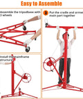 ✝️ 16 Ft. Drywall Lift, Drywall Rolling Lifter Panel, 150LBS Heavy Duty Sheetrock Lift assembly steps with wheels and tripod base