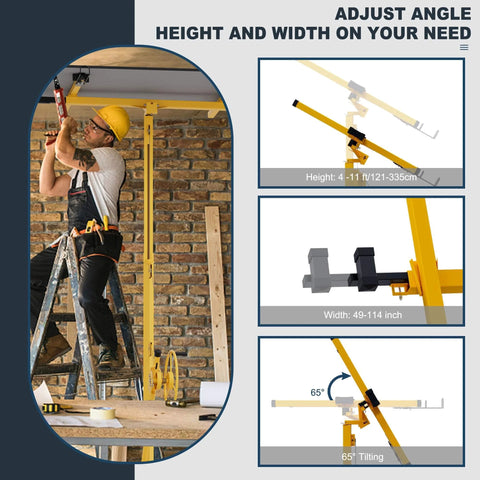 ✝️ 11 ft Drywall Lift,Drywall Rolling Lifter Panel,150 LBS Heavy Duty Sheetrock Lift Drywall Lifter with 360° adjustable arm