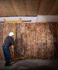 Worker using Drywall Lift, The Original, Professional-Grade Sheetrock Hoist 138-2, 150 lbs for ceiling installation, Made in USA