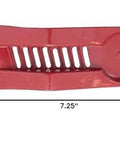 Red drywall panel lifter with built-in bottle opener, 7.25 inch length, lightweight, non-clogging rasp, door hanging tool, PL589 model.
