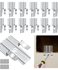 12 Pack Drywall Repair Clips 1/2 Inch Stainless Steel Patch Clips With 24 Screws for damaged walls, shown in use and as a set.