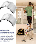 2 PCS Drywall Stilt Replacement Part, Aluminium Alloy Stilt Accessories Curved plate for fixing legs, shown in use