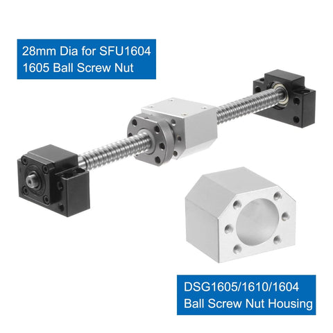 DSG1605/1610/1604 Ball Screw Nut Housing Seat Mount Bracket with SFU1605/1610 assembly shown.