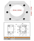 Technical drawing and front view of ✝️ Dsg25h aluminum ballscrew nut bracket, sfu2505 / sfu2510 ballscrew nut housing seat