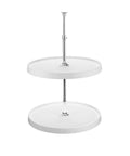 Dual 18 Inch Full Circle Lazy Susan Organizer For Upper Corner Kitchen Cabinets White Plastic 2 Tier Turntable Shelves