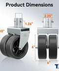2,500 Lbs Dual 6 Inch Trailer Jack Swivel Caster With Upgraded Spoked Wheels And Reinforced Bracket Fits 2 Inch Jack Tubes