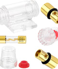 Dual Fuse Holder Kit With 100A AGU Fuses, In Line Car Audio Fuse Block For 4-8 AWG Wire, gold plated terminals, clear body
