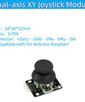 Six Dual Axis XY Joystick Modules KY 023 Compatible With Arduino Raspberry Pi With Five Pin Connector shown on white