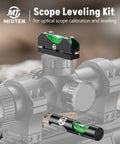 Dual Bubble Scope Leveling Kit From MidTen with Magnetic Level featuring dual bubbles, mounted on a Picatinny rail with black finish.