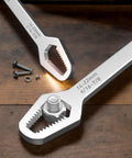 Self Adjusting Wrench Tool Set For Auto Repair And DIY With Dual End Torx And Flat Head; shown with bolts, steel build.