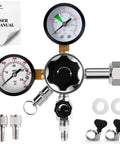 High Pressure CO2 Keg Regulator With Dual Gauges For Your Home Kegerator Setup 0-120 PSI Output with fittings and quick disconnect