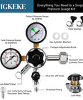 Diagram of High Pressure CO2 Keg Regulator With Dual Gauges For Your Home Kegerator Setup 0-120 PSI Output CGA 320 Beer And Soda Regulator