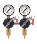 Dual Gauge Secondary Regulator for Two Kegs Dispensing From One CO2 Tank By Kegco Black Finish Commercial Grade YH76S2 front view