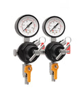 Dual Gauge Secondary Regulator for Two Kegs Dispensing From One CO2 Tank By Kegco, black finish, commercial grade, front view