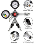Premium Commercial Grade Dual Gauge Nitrogen Kegerator Regulator For Two-Product Output with Pro Grade Multi-Stage Pressure Control