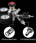 Dual Gauge Nitrogen Regulator For Draft Beer Kegs With 0-100 Psi And 0-3000 Psi Pressure Tables Five Sixteenth Inch Outlet Barb