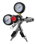 Dual Gauge Nitrogen Regulator for Draft Beer Kegs with 0-100 Psi and 0-3000 Psi Pressure Tables, CGA 580 Connection, Chrome Plated
