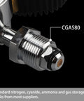 Close-up of CGA580 connection on Dual Gauge Nitrogen Regulator For Draft Beer Kegs With 0-100 Psi And 0-3000 Psi Pressure Tables