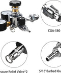 Dual Gauge Nitrogen Regulator CGA580 for Draft Beer Systems with Pressure Relief Valve and 5/16 Inch Barbed Outputs