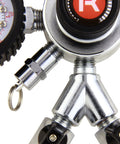 Close-up of Premium Commercial Grade Dual Gauge Nitrogen Kegerator Regulator For Two-Product Output With Pro Grade Multi-Stage Pressure Control
